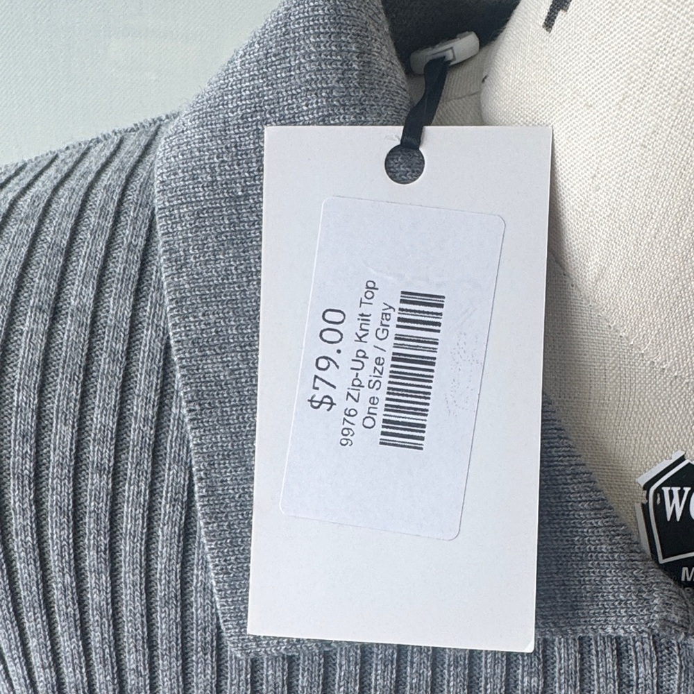 Gray Ribbed Zip-Up Sweater - Picture 2 of 4